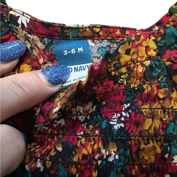 Old Navy, smocked, floral, colorful dress with diaper cover, 3-6 months, NWTS - Picture 7 of 7